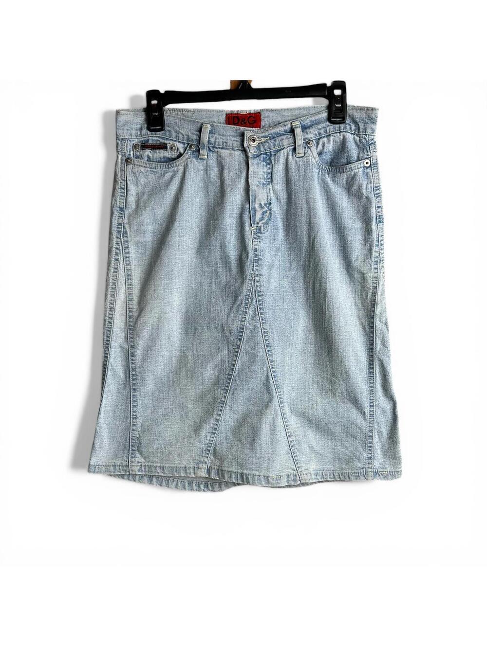 Vintage Dolce & Gabbana Light Wash Denim Midi Skirt